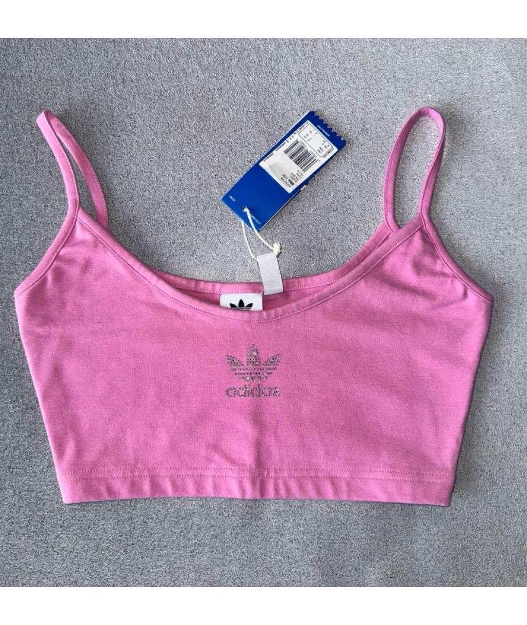 ADIDAS Розовая хлопко-эластановая майка, фото 8