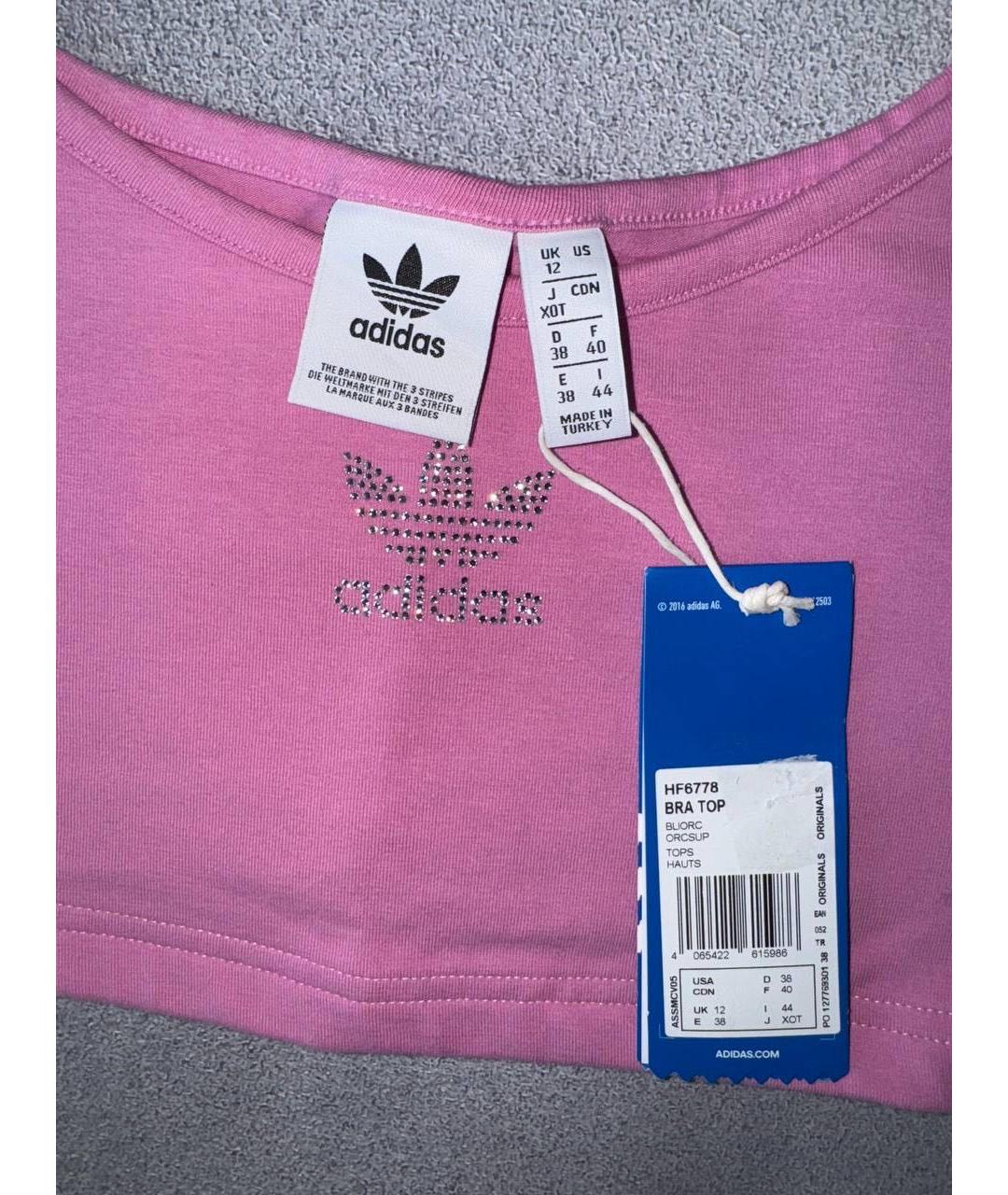 ADIDAS Розовая хлопко-эластановая майка, фото 7