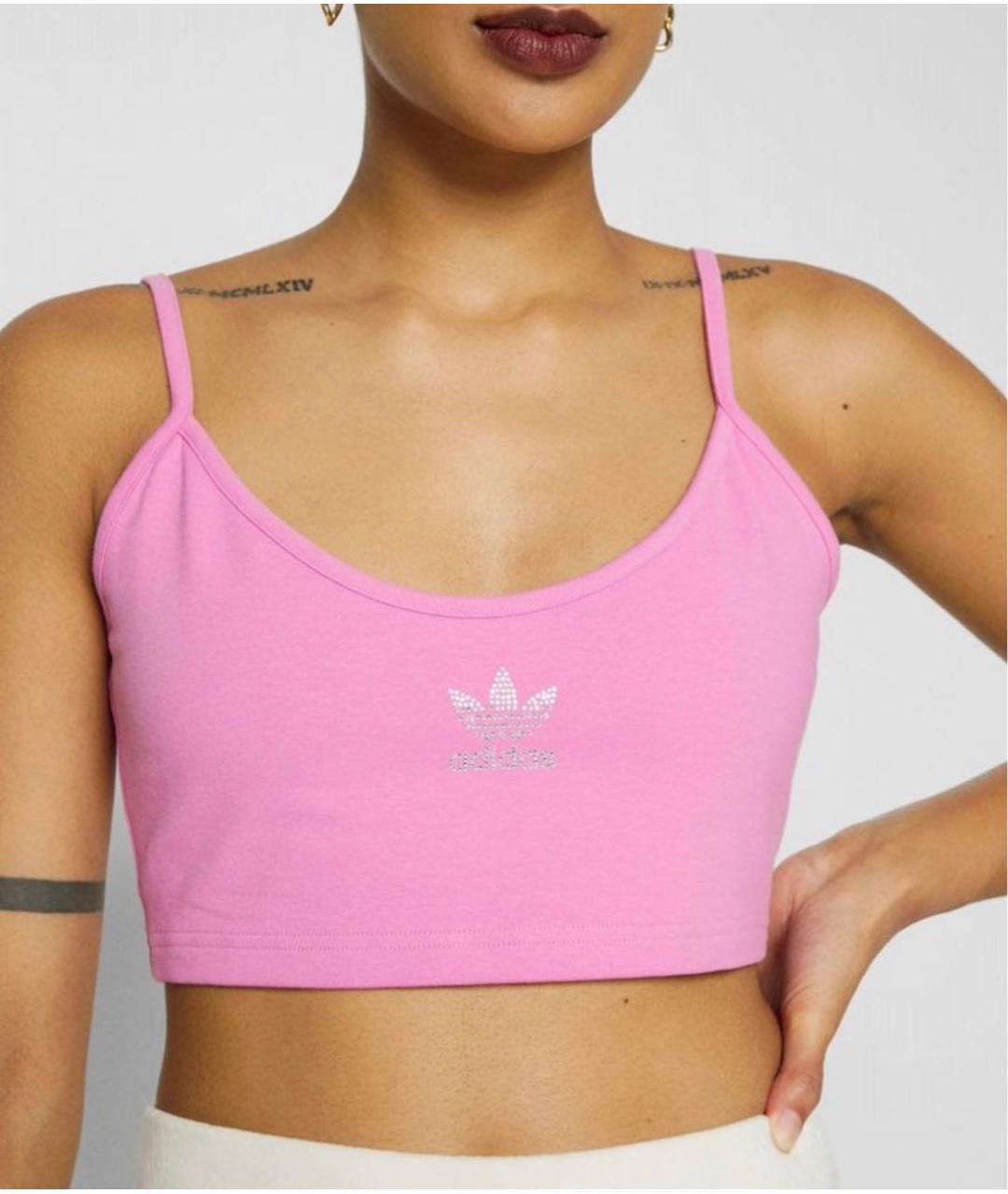 ADIDAS Розовая хлопко-эластановая майка, фото 4