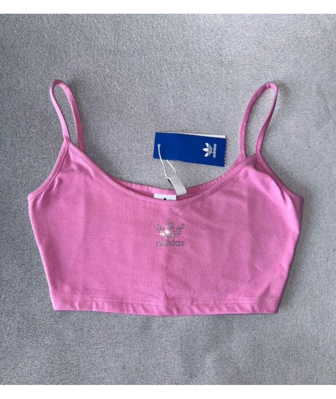 ADIDAS Розовая хлопко-эластановая майка, фото 2