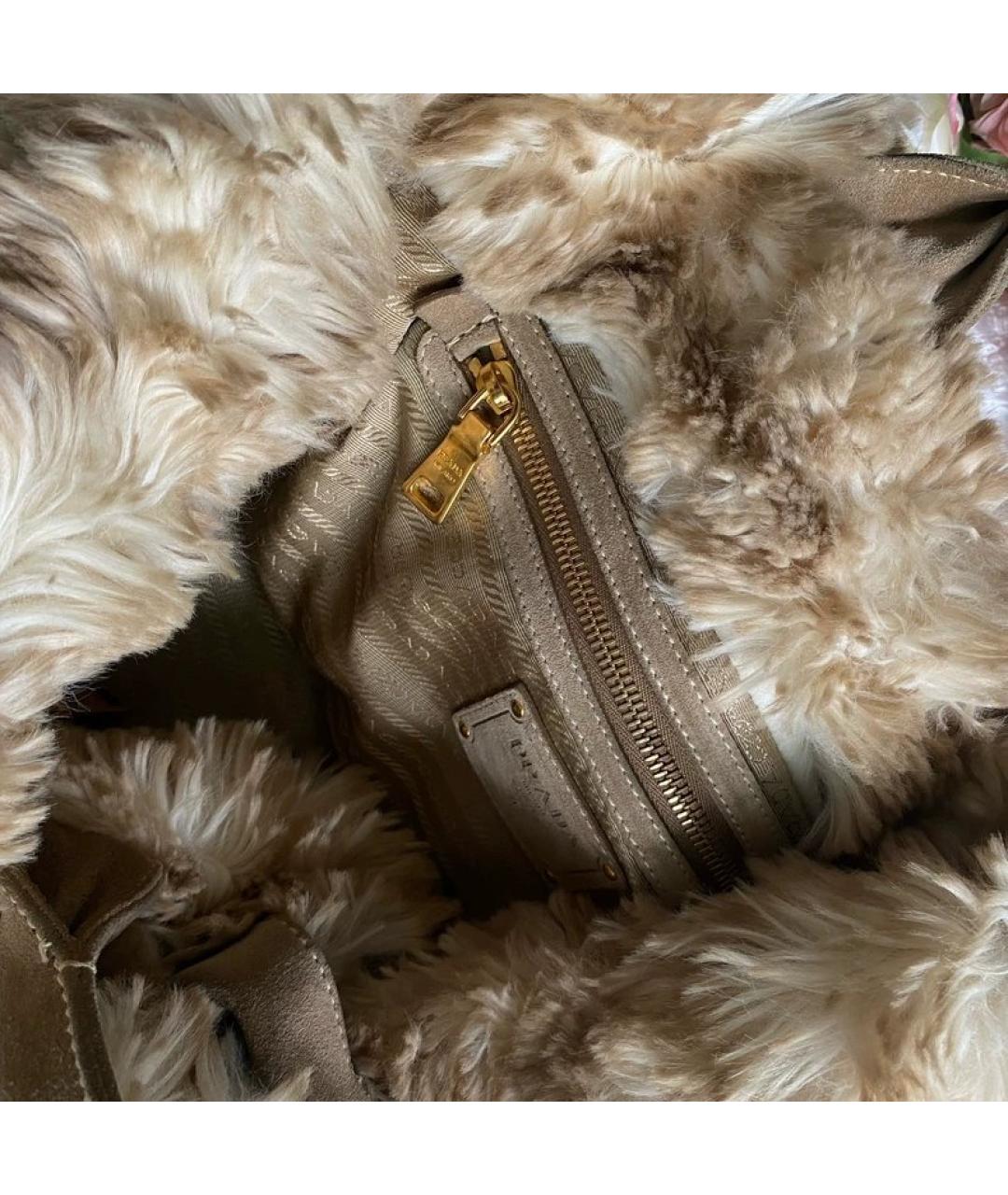 PRADA Синяя меховая сумка с короткими ручками, фото 4