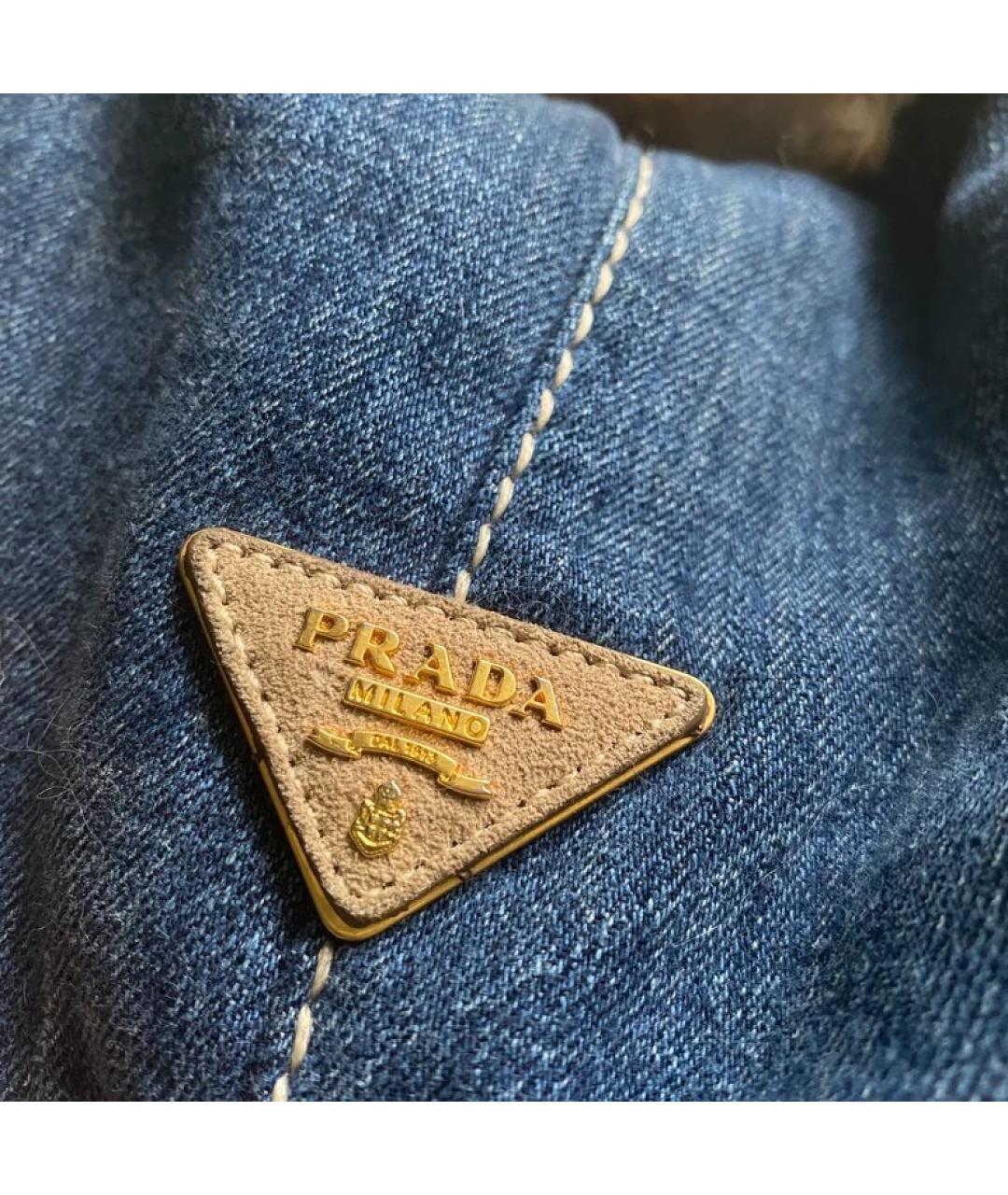 PRADA Синяя меховая сумка с короткими ручками, фото 5