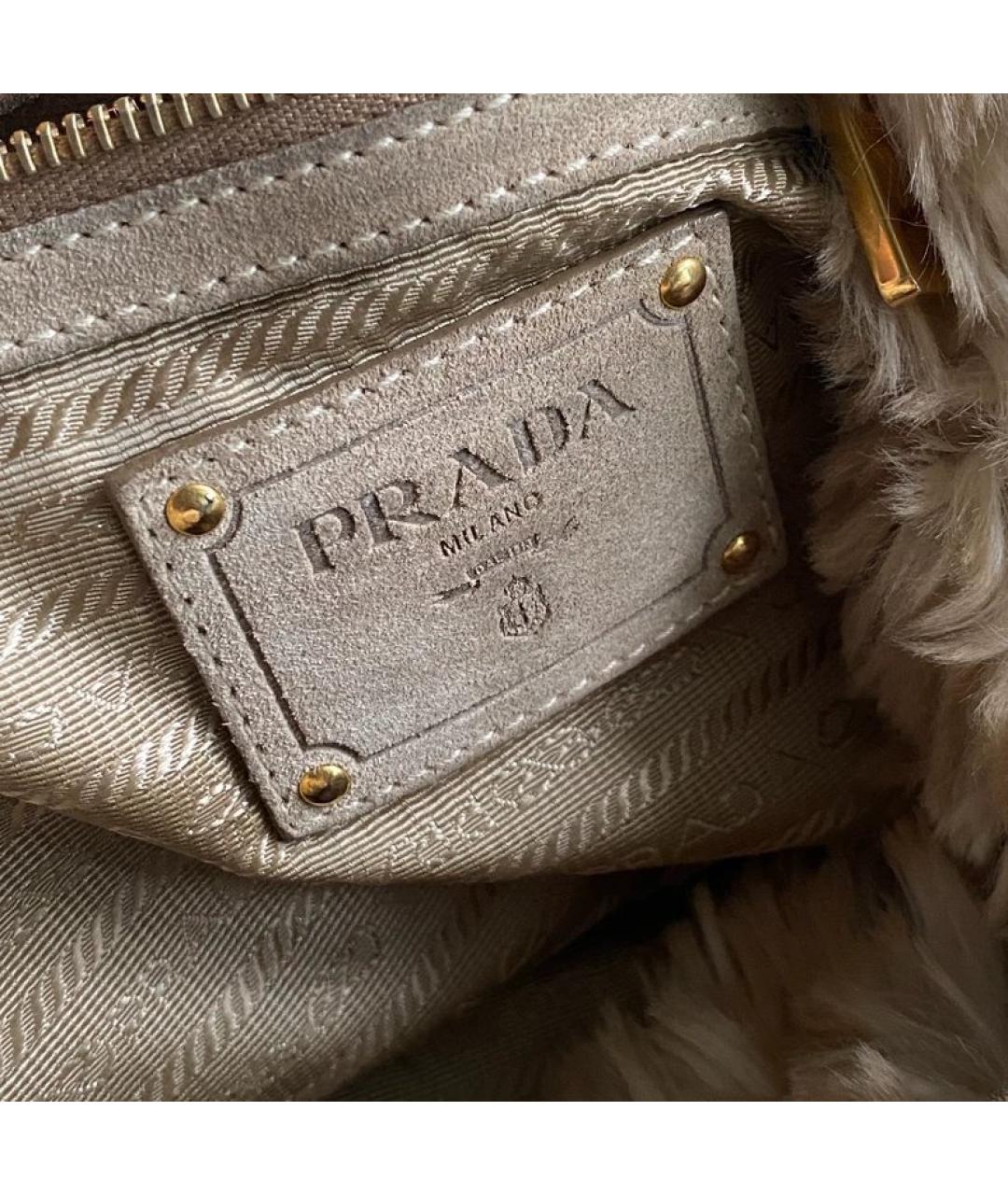 PRADA Синяя меховая сумка с короткими ручками, фото 6