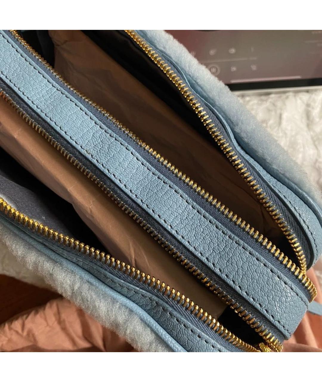 MIU MIU Синяя меховая сумка через плечо, фото 4