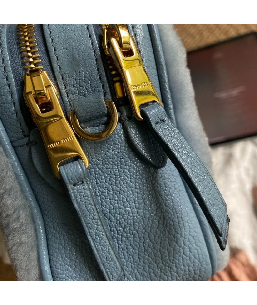 MIU MIU Синяя меховая сумка через плечо, фото 3