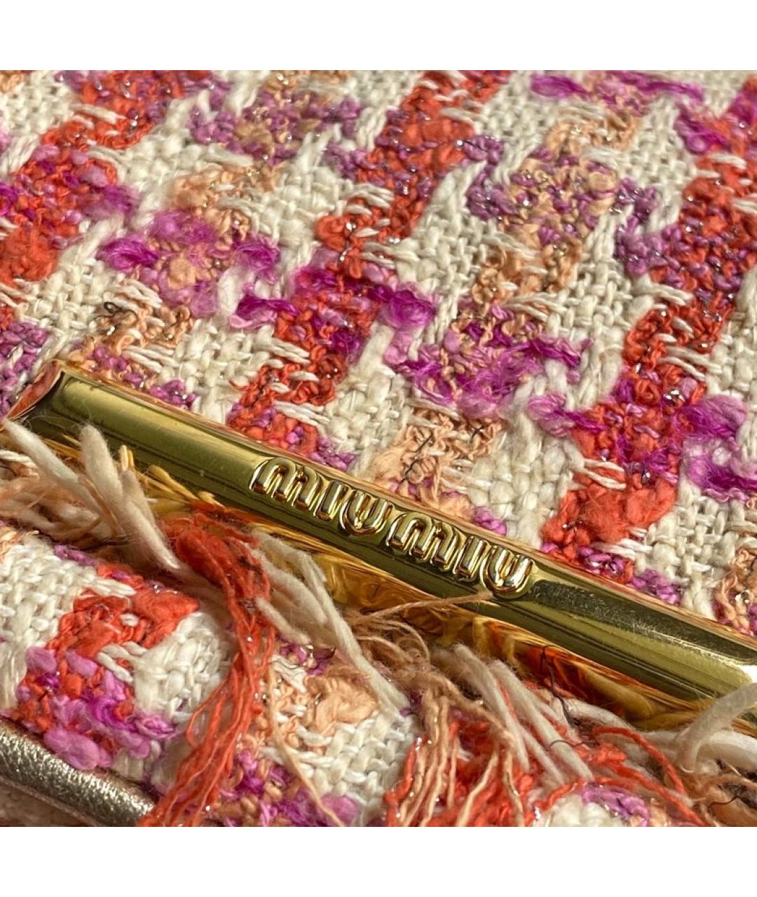 MIU MIU Оранжевая твидовая сумка через плечо, фото 4