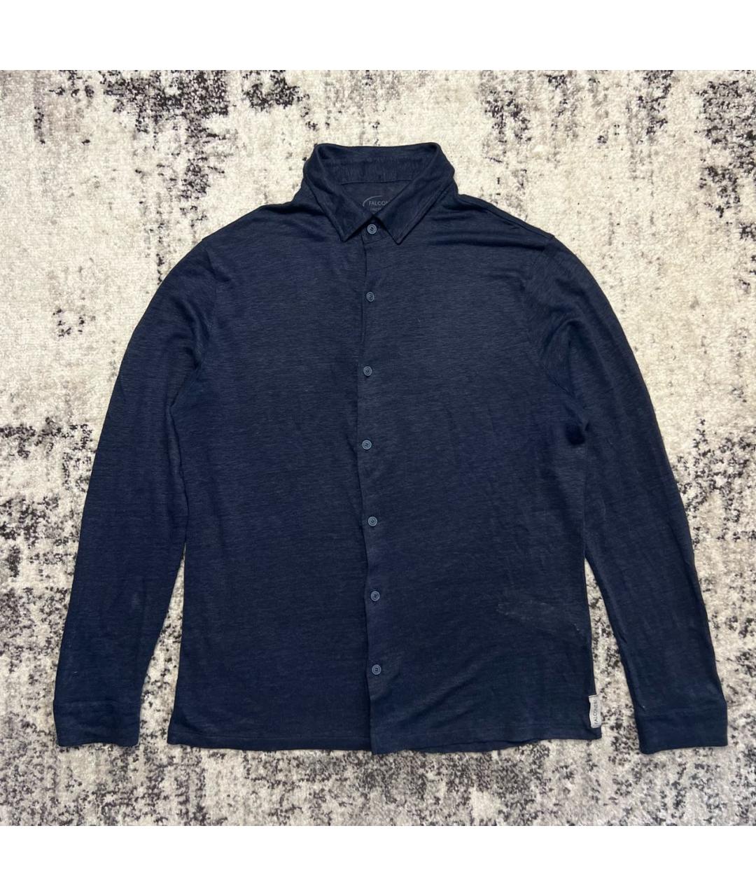 FALCONERI Темно-синяя льняная кэжуал рубашка, фото 3