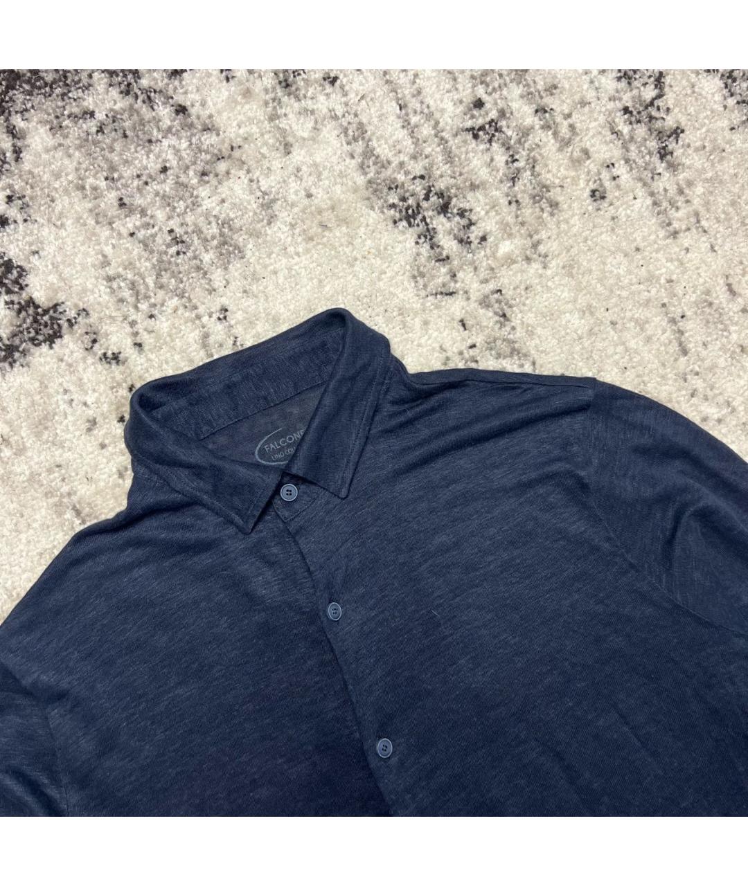 FALCONERI Темно-синяя льняная кэжуал рубашка, фото 2