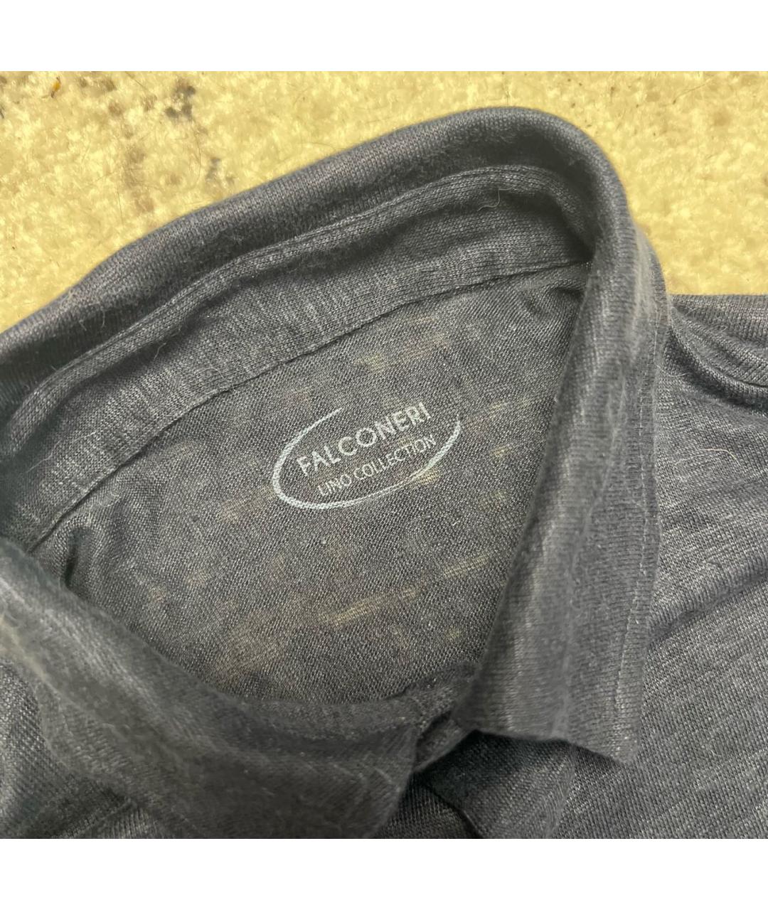 FALCONERI Темно-синяя льняная кэжуал рубашка, фото 5