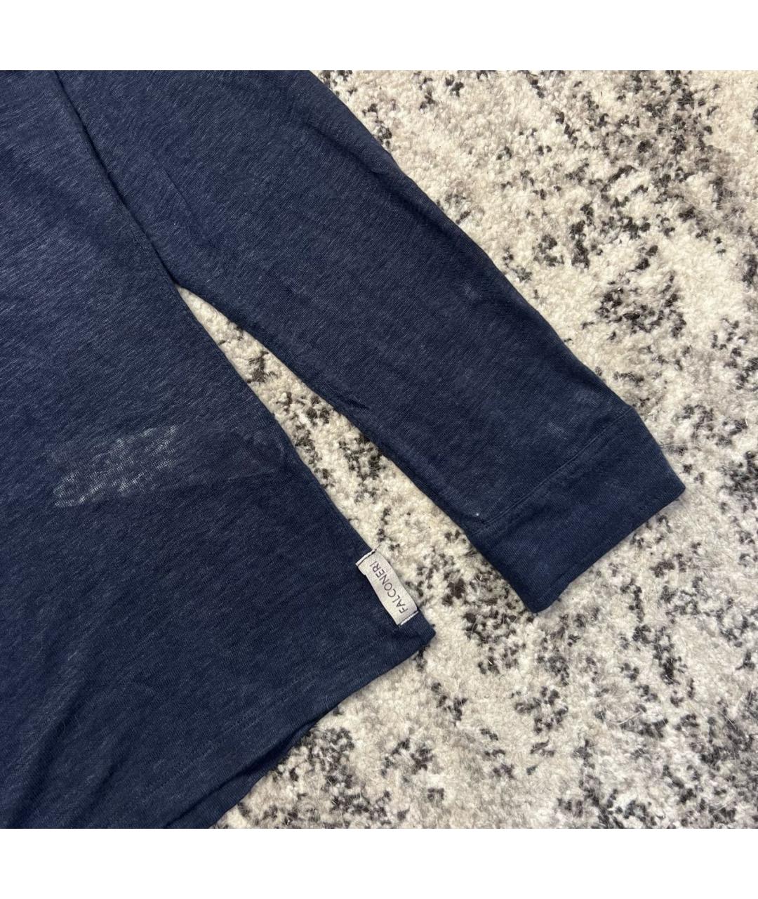 FALCONERI Темно-синяя льняная кэжуал рубашка, фото 4