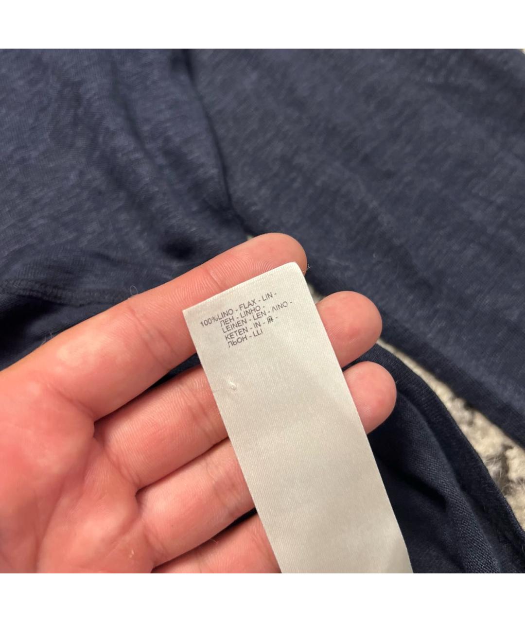 FALCONERI Темно-синяя льняная кэжуал рубашка, фото 7