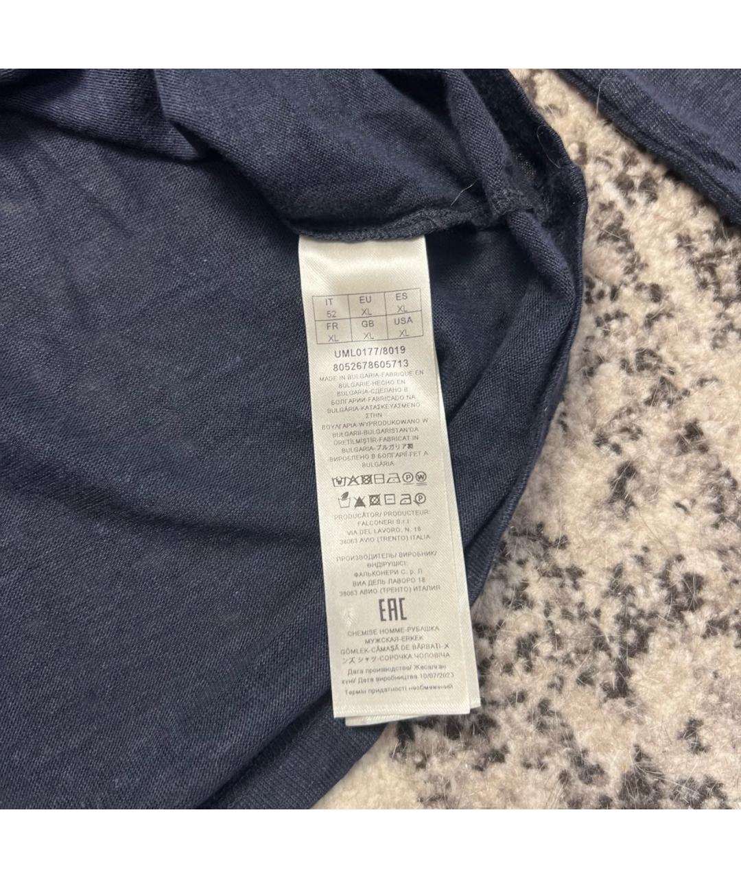 FALCONERI Темно-синяя льняная кэжуал рубашка, фото 6