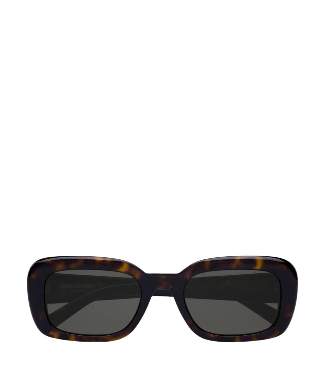 SAINT LAURENT Коричневые пластиковые солнцезащитные очки, фото 1