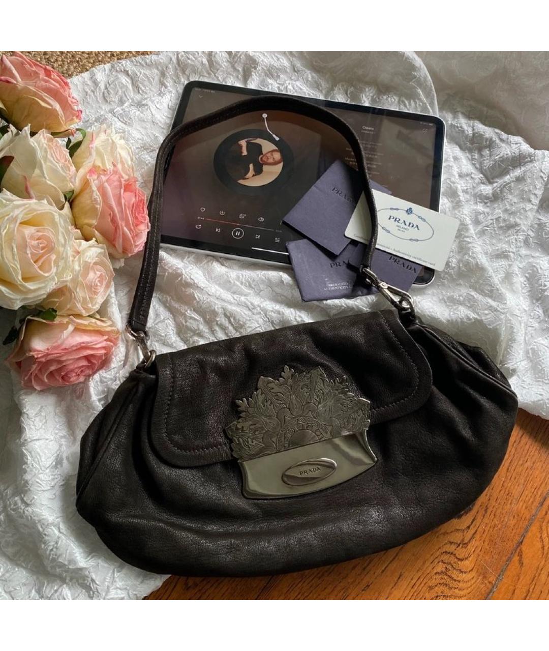 PRADA Черная кожаная сумка с короткими ручками, фото 8