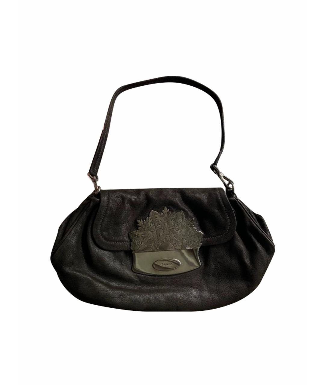 PRADA Черная кожаная сумка с короткими ручками, фото 1