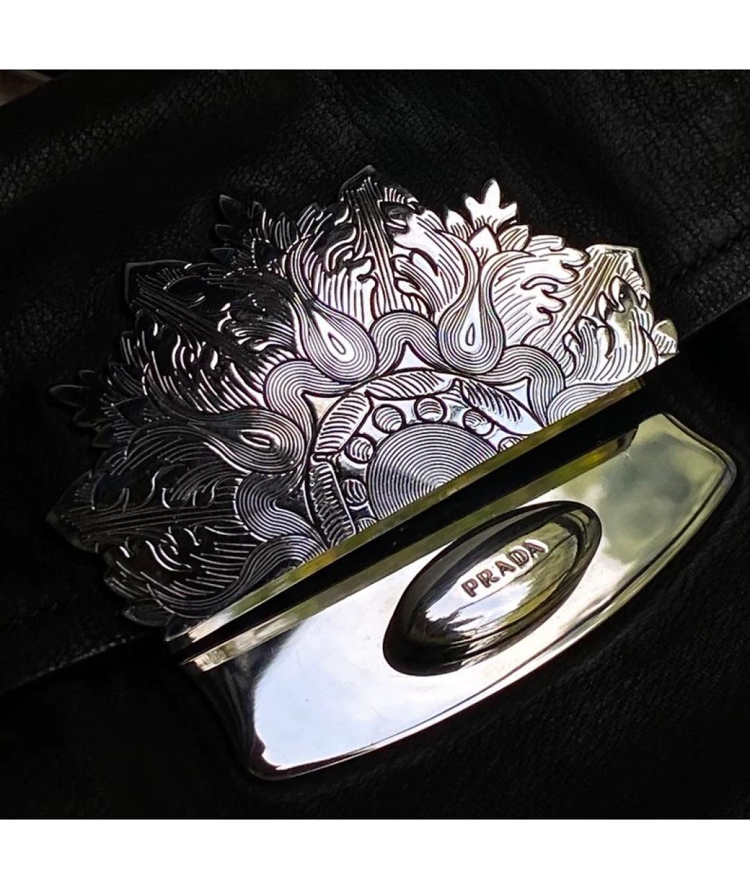 PRADA Черная кожаная сумка с короткими ручками, фото 4