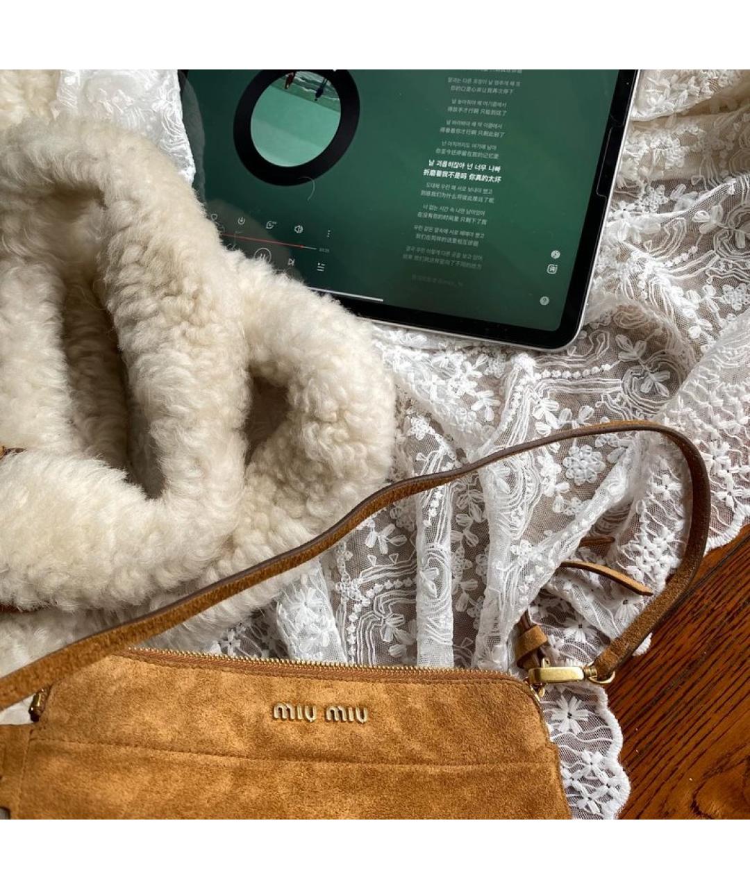 MIU MIU Коричневая меховая сумка с короткими ручками, фото 3