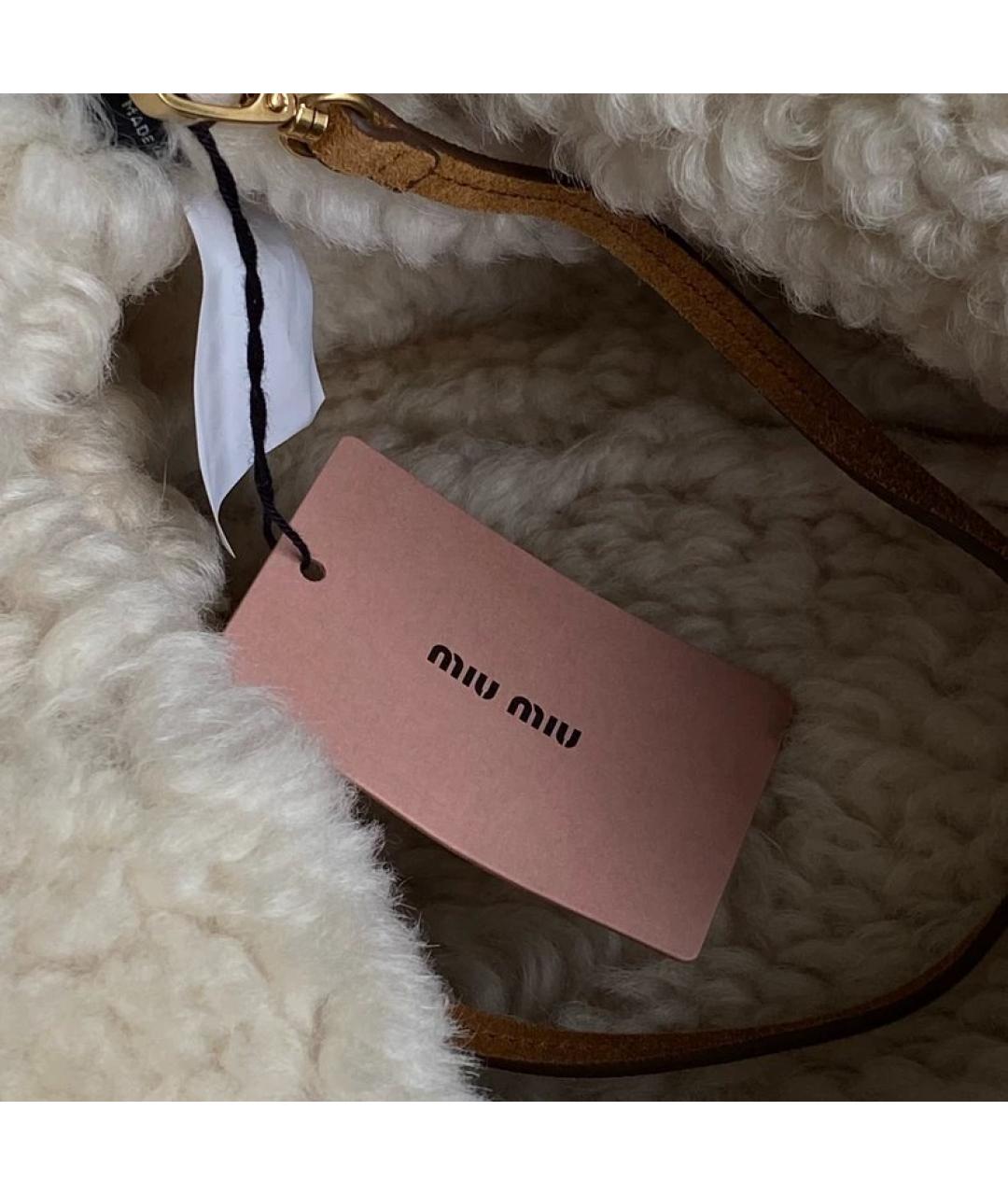 MIU MIU Коричневая меховая сумка с короткими ручками, фото 5