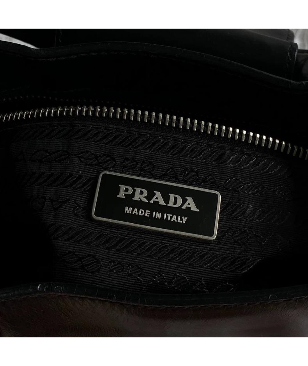 PRADA Черная кожаная сумка с короткими ручками, фото 5