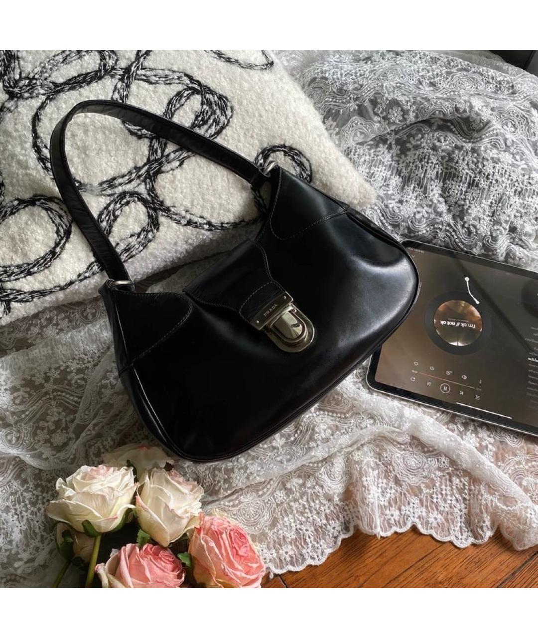 PRADA Черная кожаная сумка с короткими ручками, фото 7