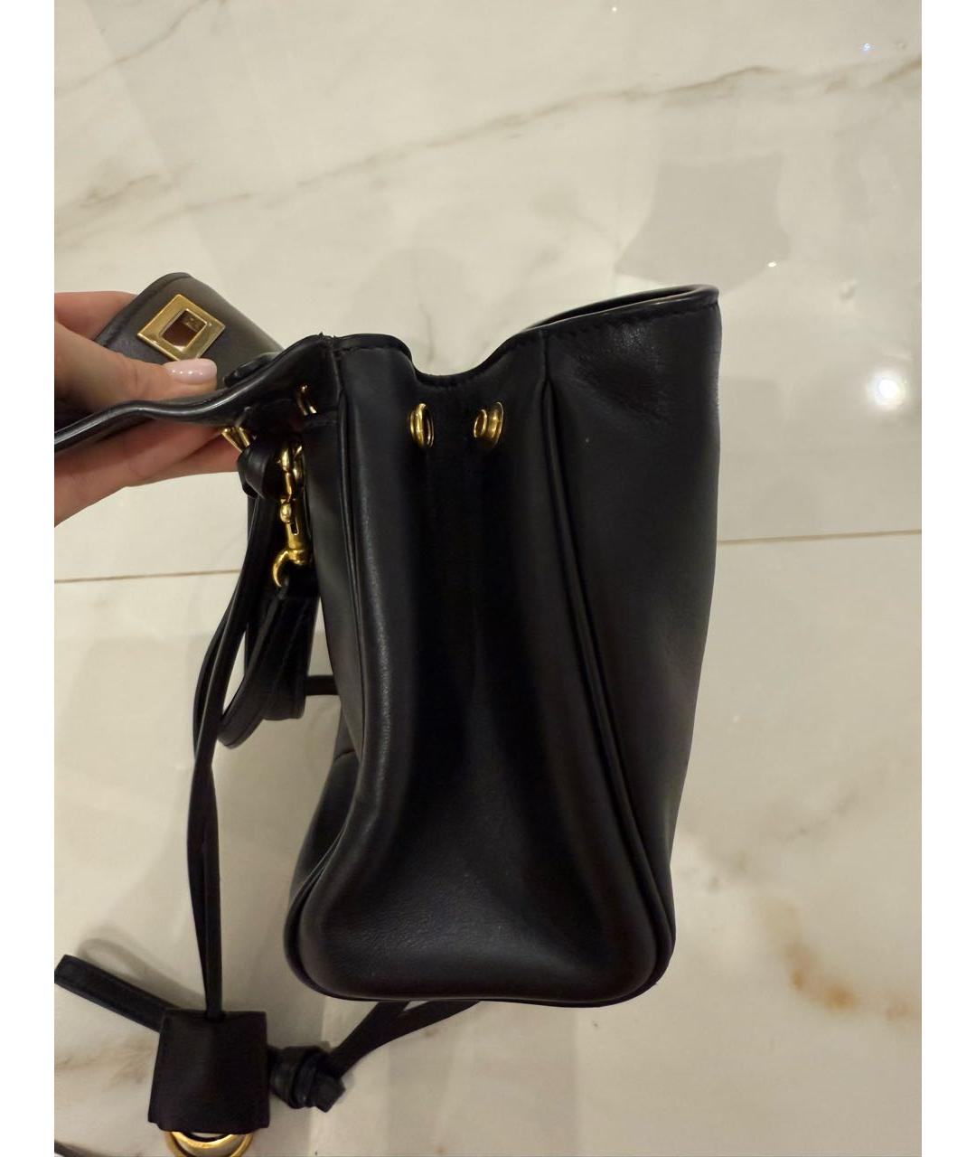 BALENCIAGA Черная кожаная сумка с короткими ручками, фото 2