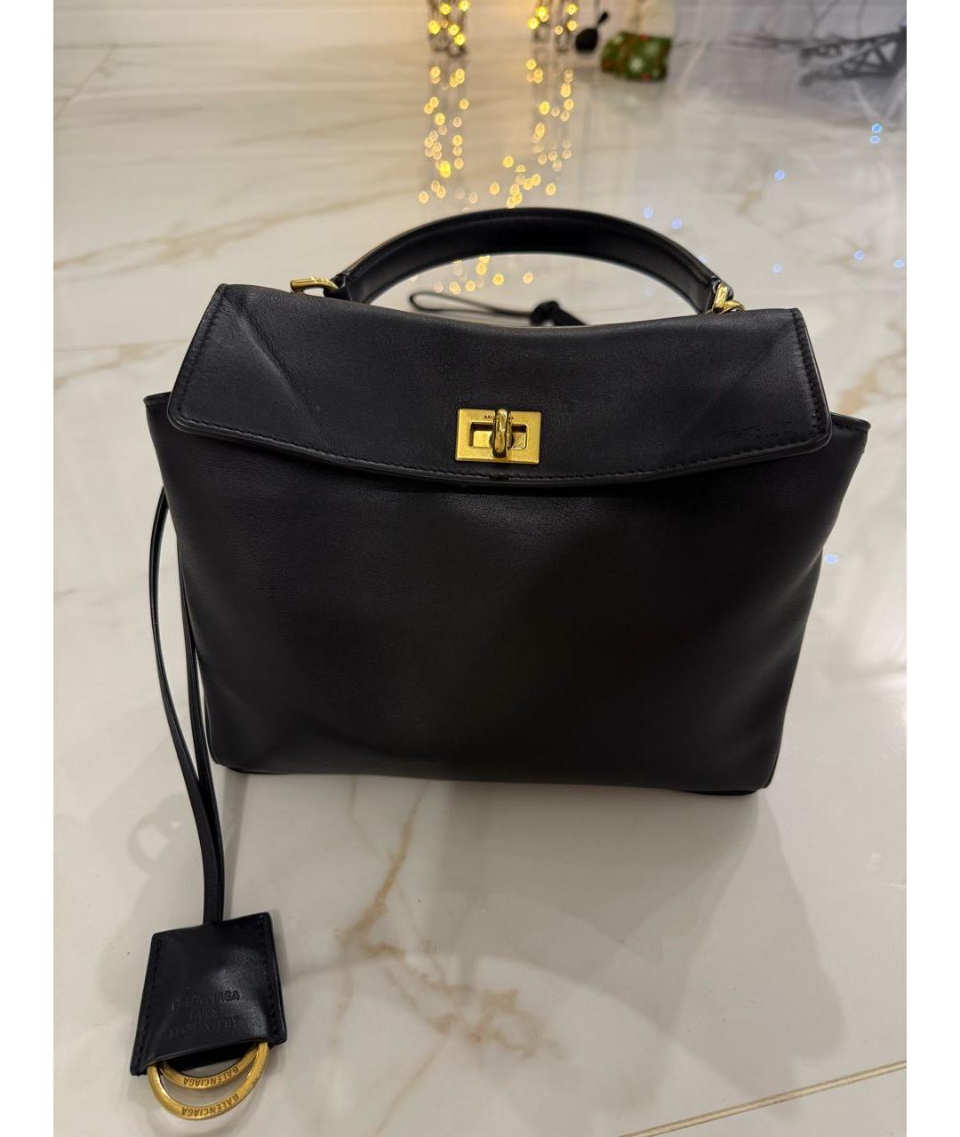 BALENCIAGA Черная кожаная сумка с короткими ручками, фото 9