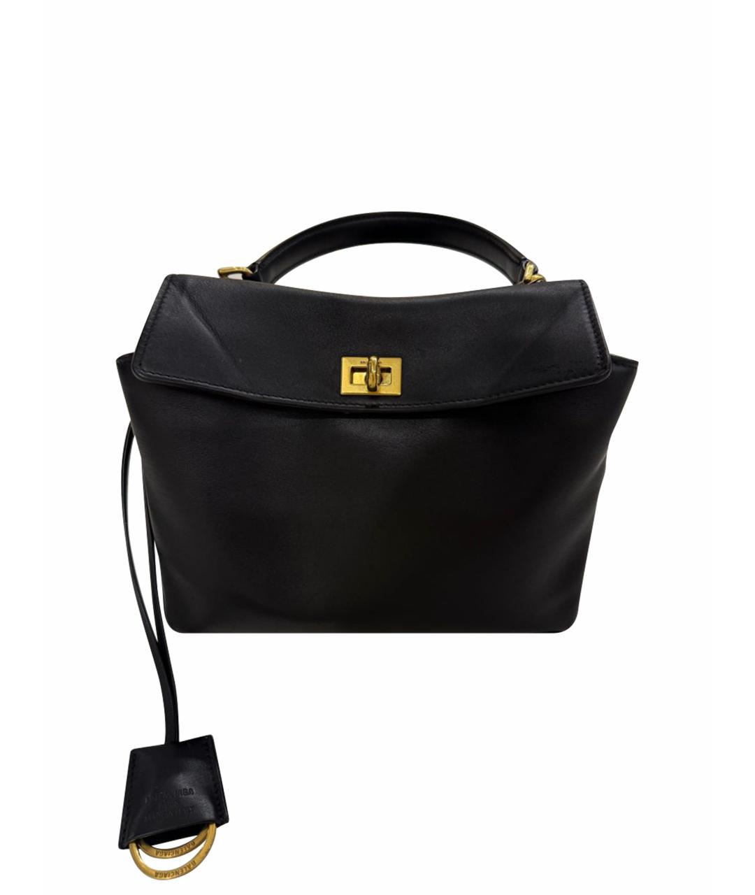 BALENCIAGA Черная кожаная сумка с короткими ручками, фото 1