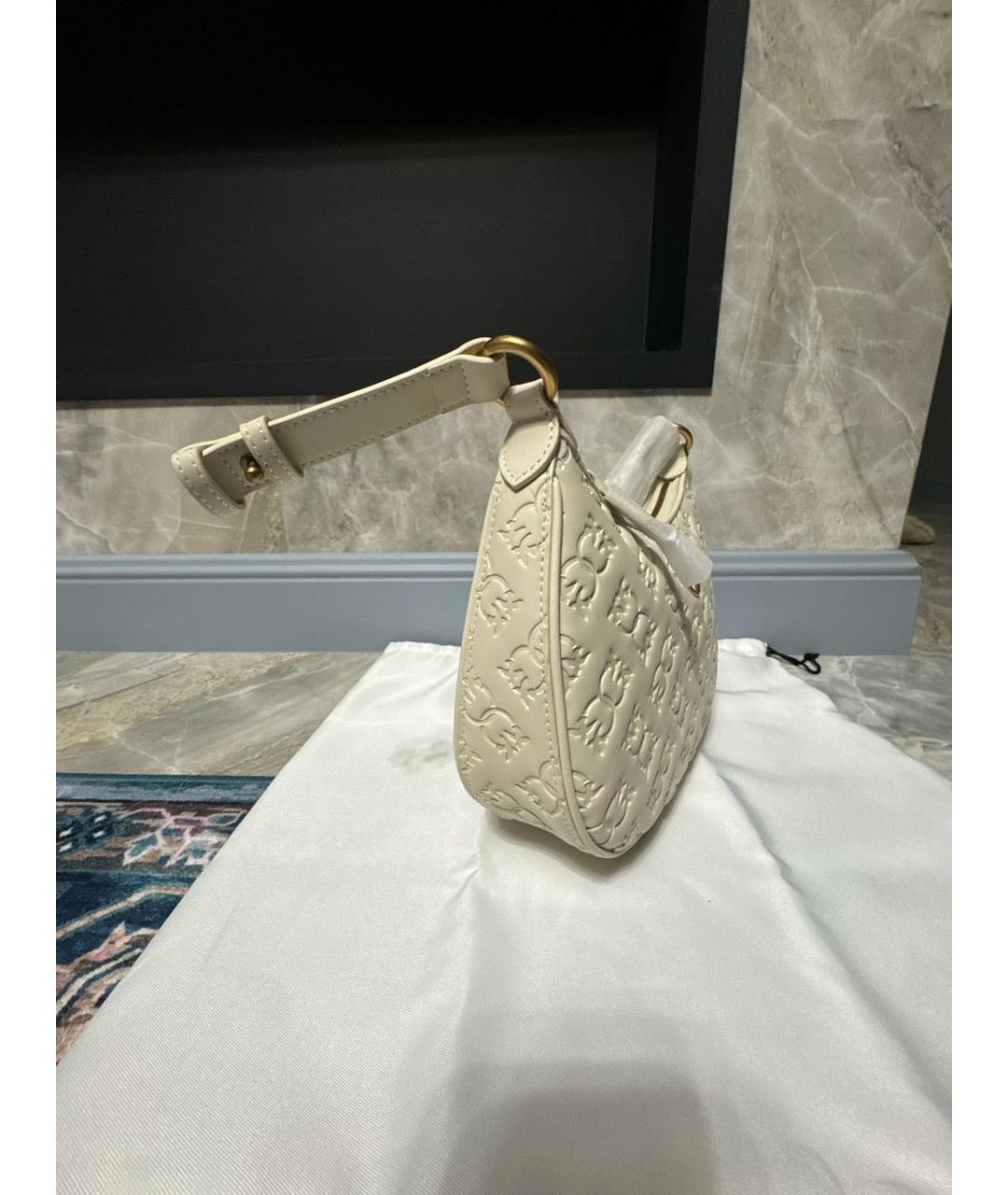 PINKO Бежевая кожаная сумка с короткими ручками, фото 2