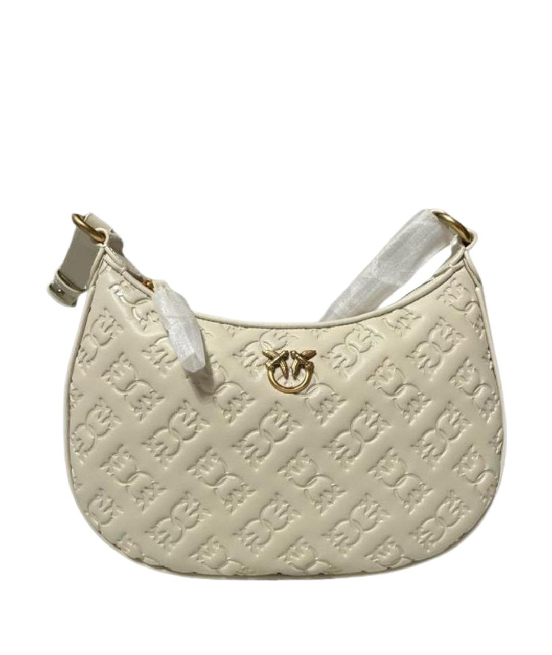 PINKO Бежевая кожаная сумка с короткими ручками, фото 1