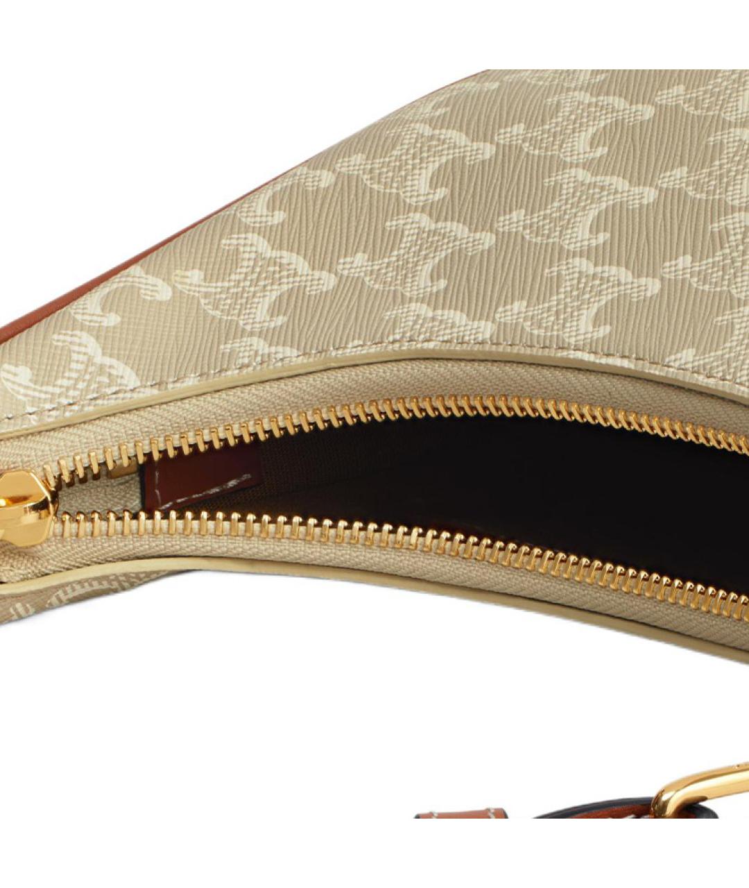 CELINE Бежевая кожаная сумка через плечо, фото 5