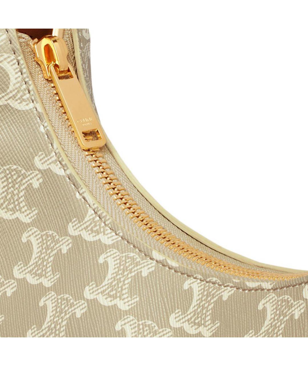 CELINE Бежевая кожаная сумка через плечо, фото 4