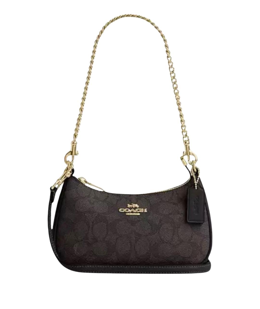 COACH Коричневая кожаная сумка через плечо, фото 1