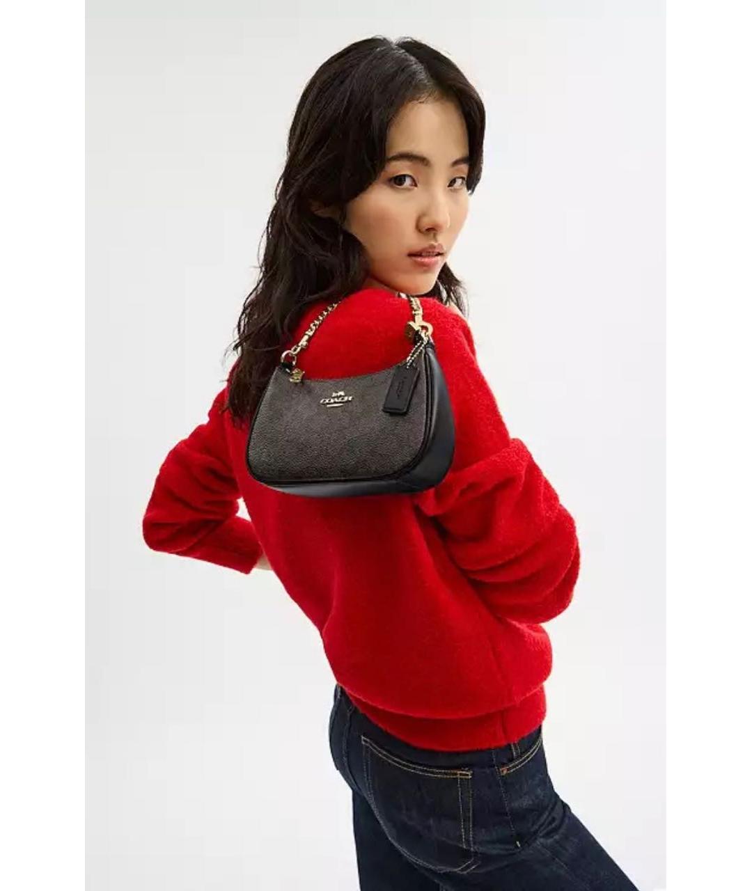 COACH Коричневая кожаная сумка через плечо, фото 5