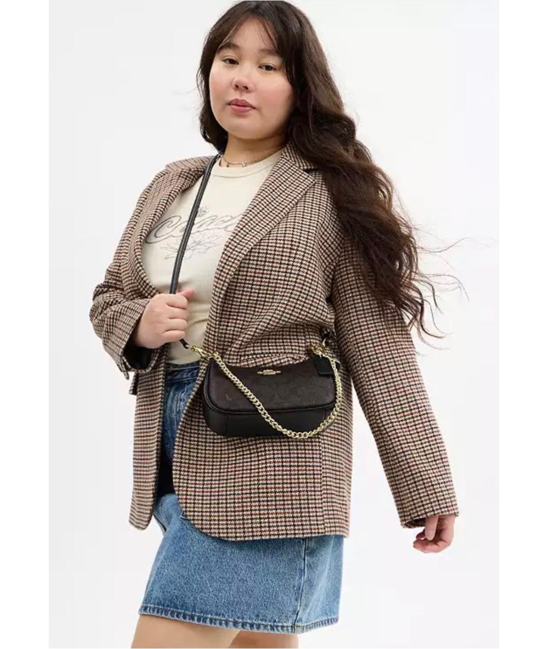 COACH Коричневая кожаная сумка через плечо, фото 7