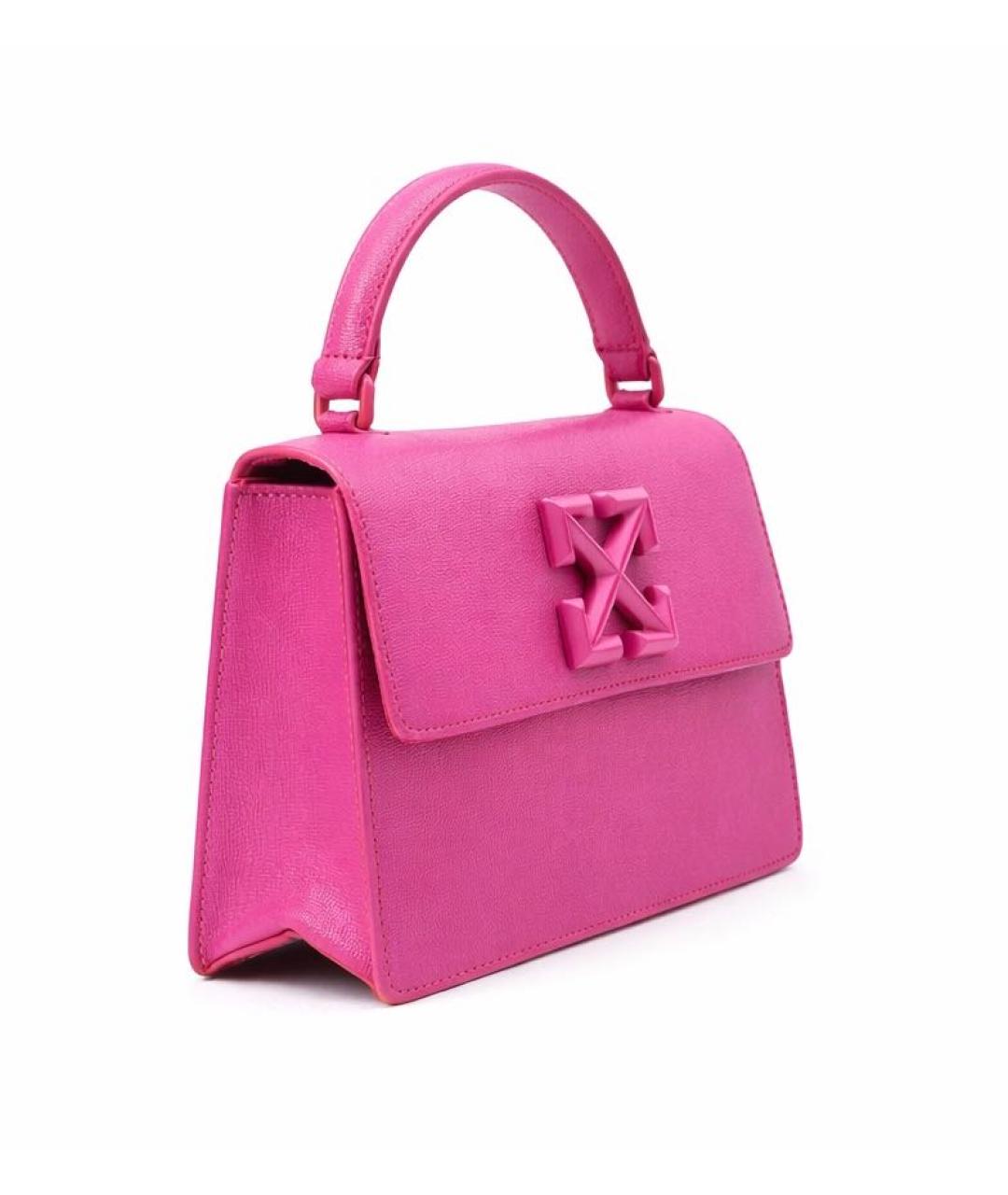 OFF-WHITE Фуксия кожаная сумка с короткими ручками, фото 2