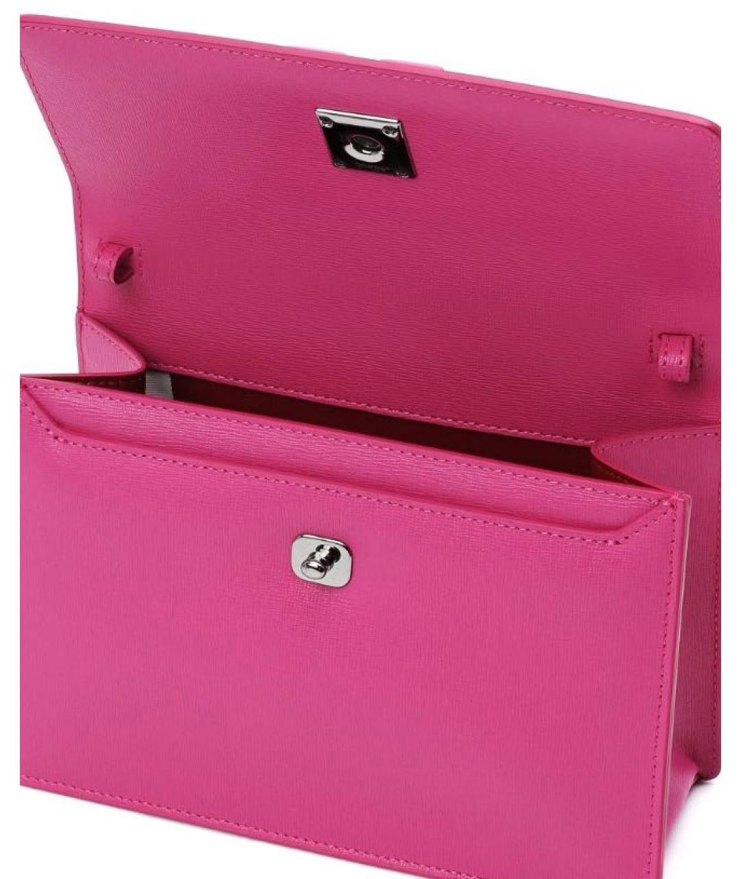 OFF-WHITE Фуксия кожаная сумка с короткими ручками, фото 4