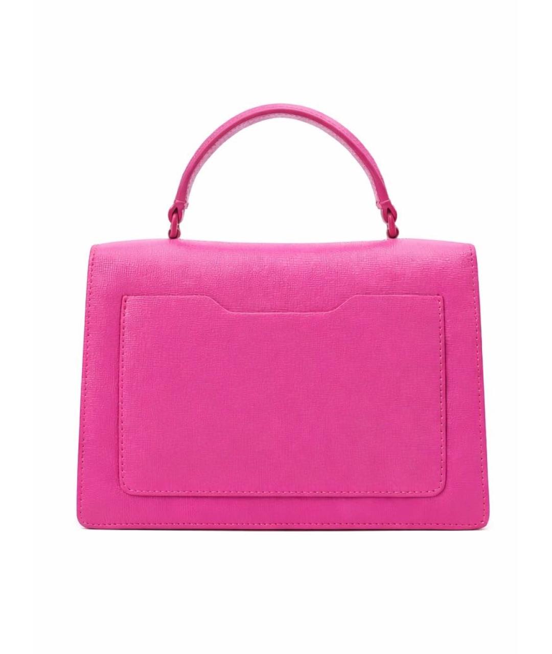 OFF-WHITE Фуксия кожаная сумка с короткими ручками, фото 3