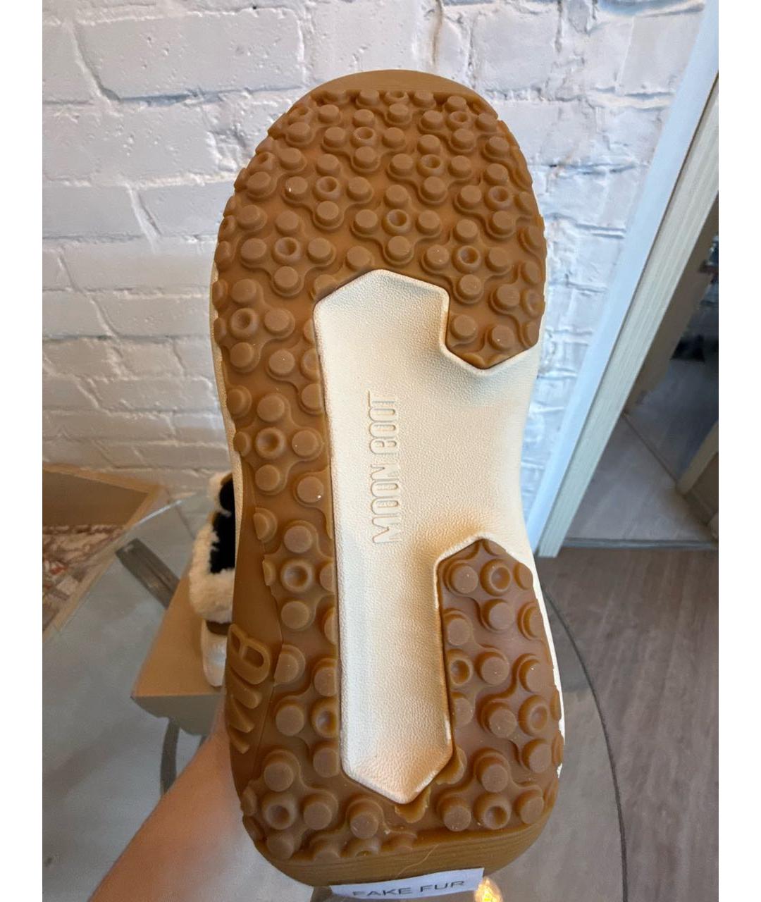 MOON BOOT Бежевые замшевые кроссовки, фото 5