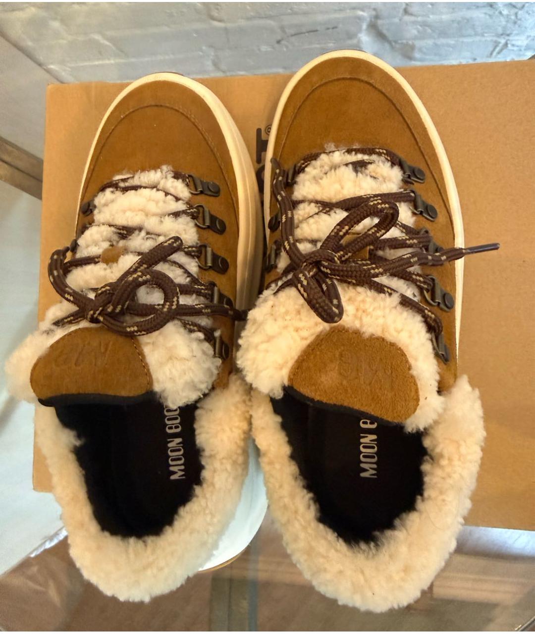 MOON BOOT Бежевые замшевые кроссовки, фото 3