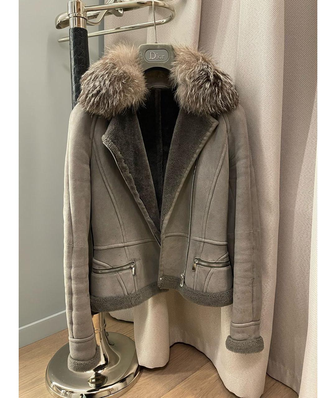 CHRISTIAN DIOR Антрацитовая меховая дубленка, фото 5