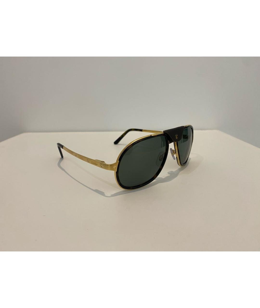 CARTIER Зеленые металлические солнцезащитные очки, фото 2