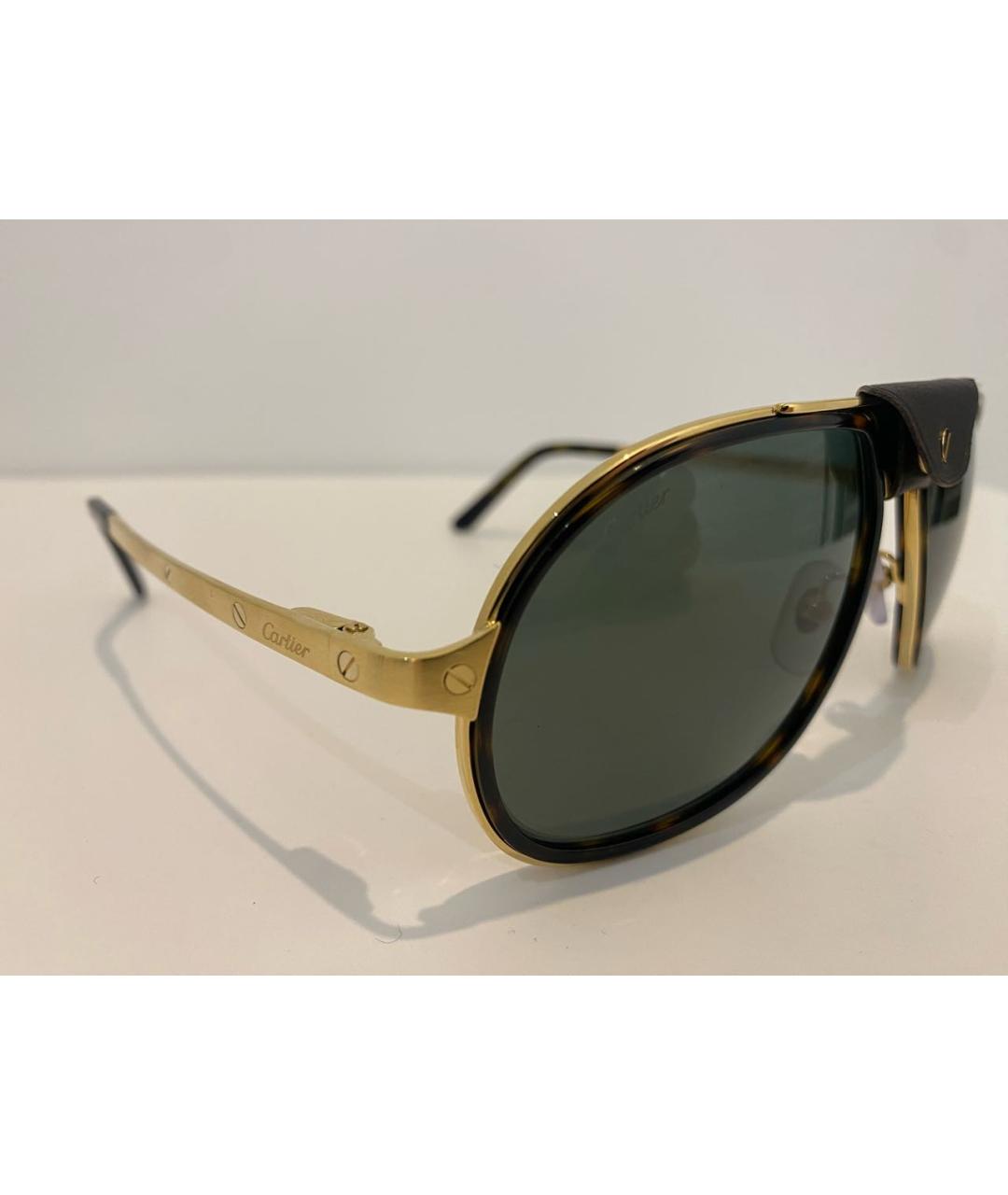 CARTIER Зеленые металлические солнцезащитные очки, фото 3