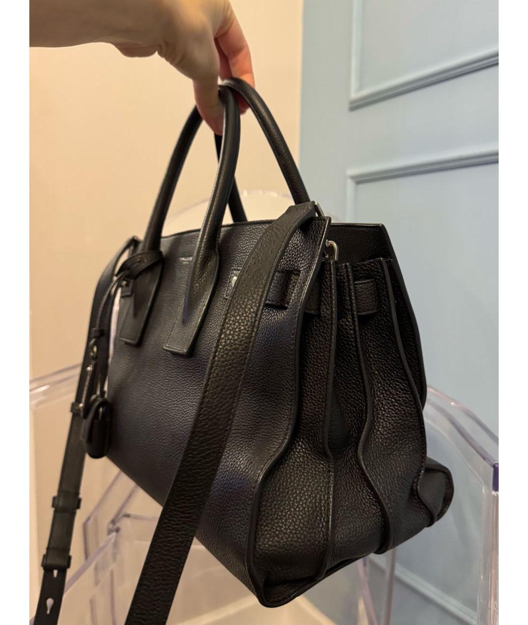 SAINT LAURENT Черная кожаная сумка тоут, фото 3