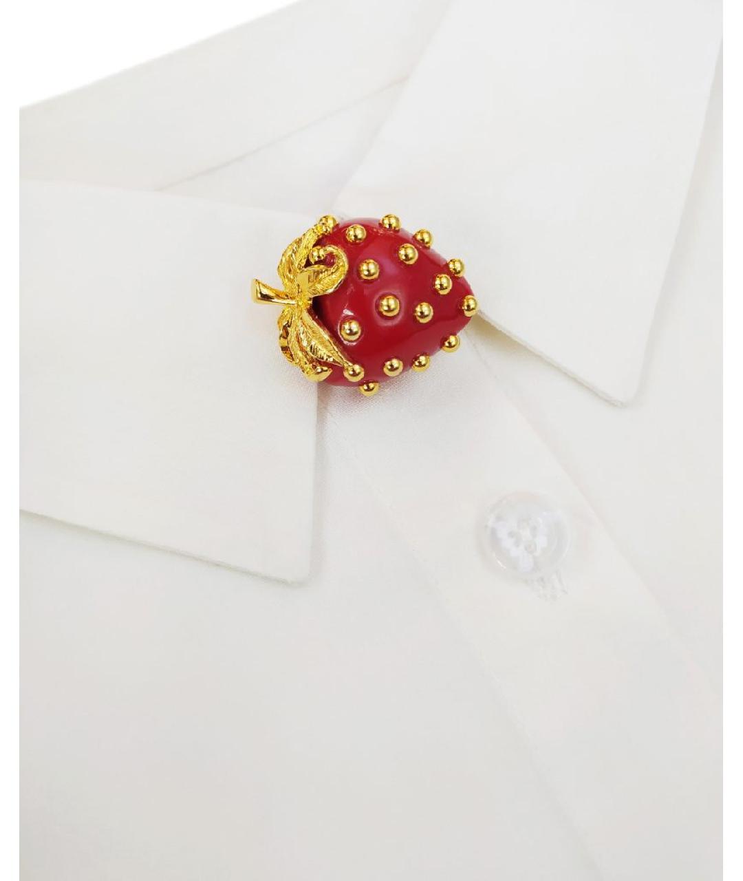 KENNETH JAY LANE Красная металлическая булавка / брошь, фото 5