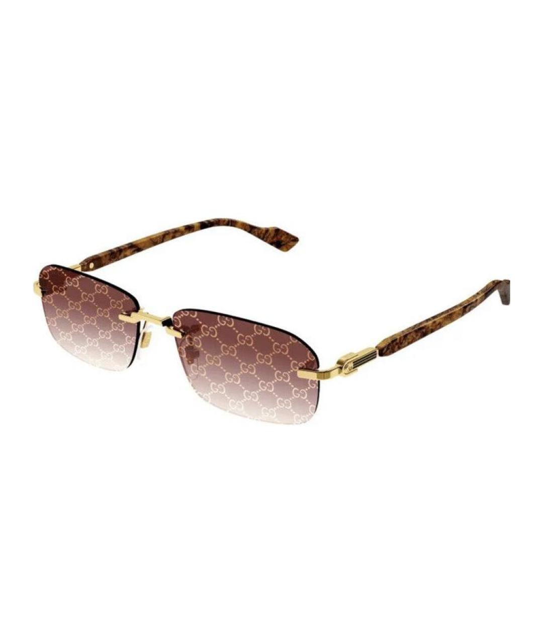 GUCCI Коричневые металлические солнцезащитные очки, фото 1