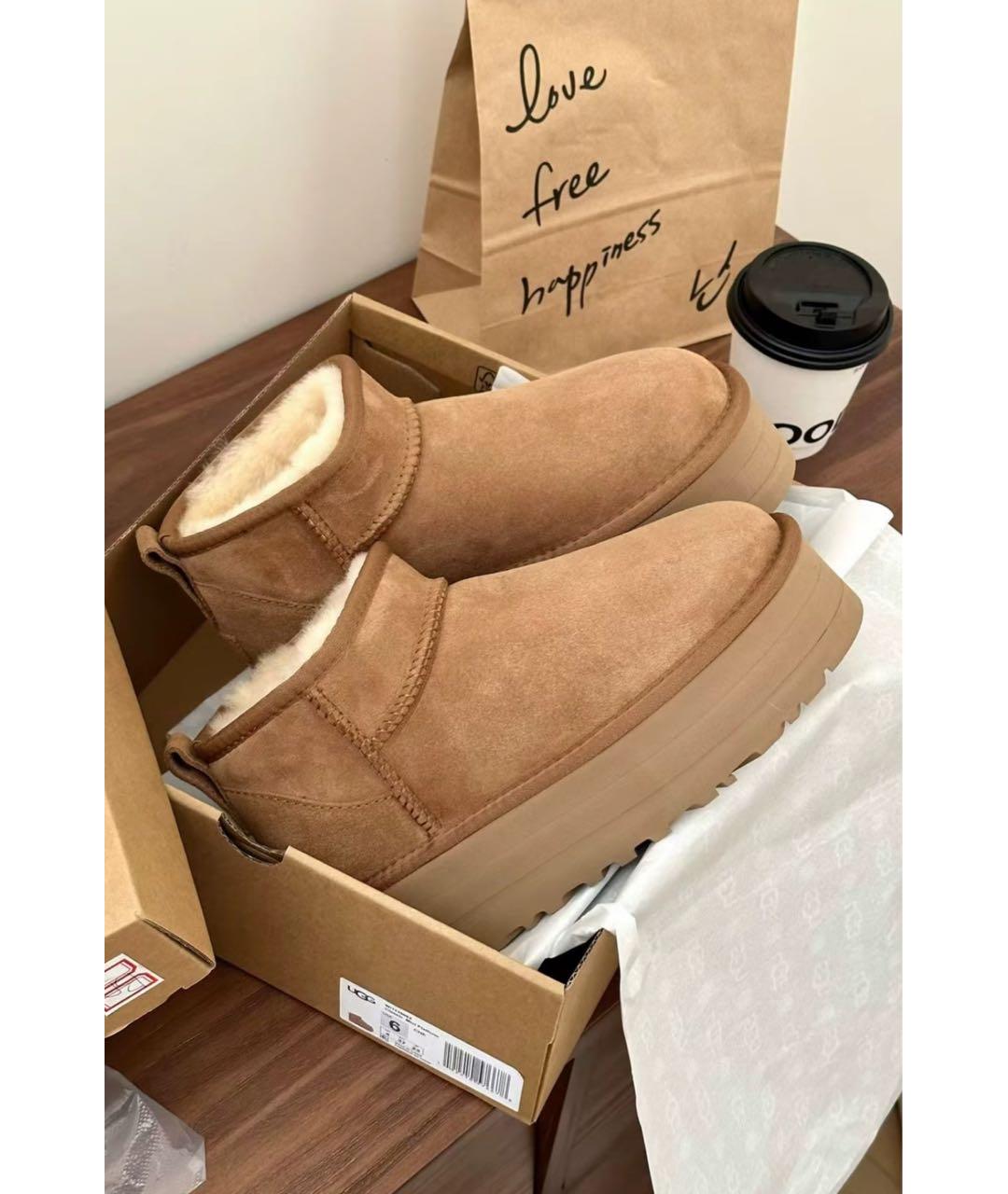 UGG AUSTRALIA Коричневые замшевые полусапоги, фото 5