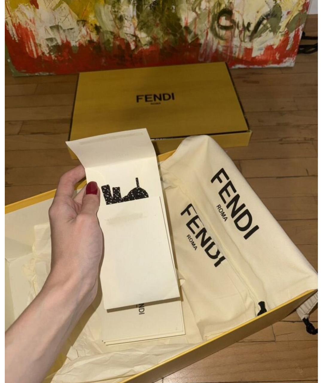 FENDI Черные кожаные кроссовки, фото 3