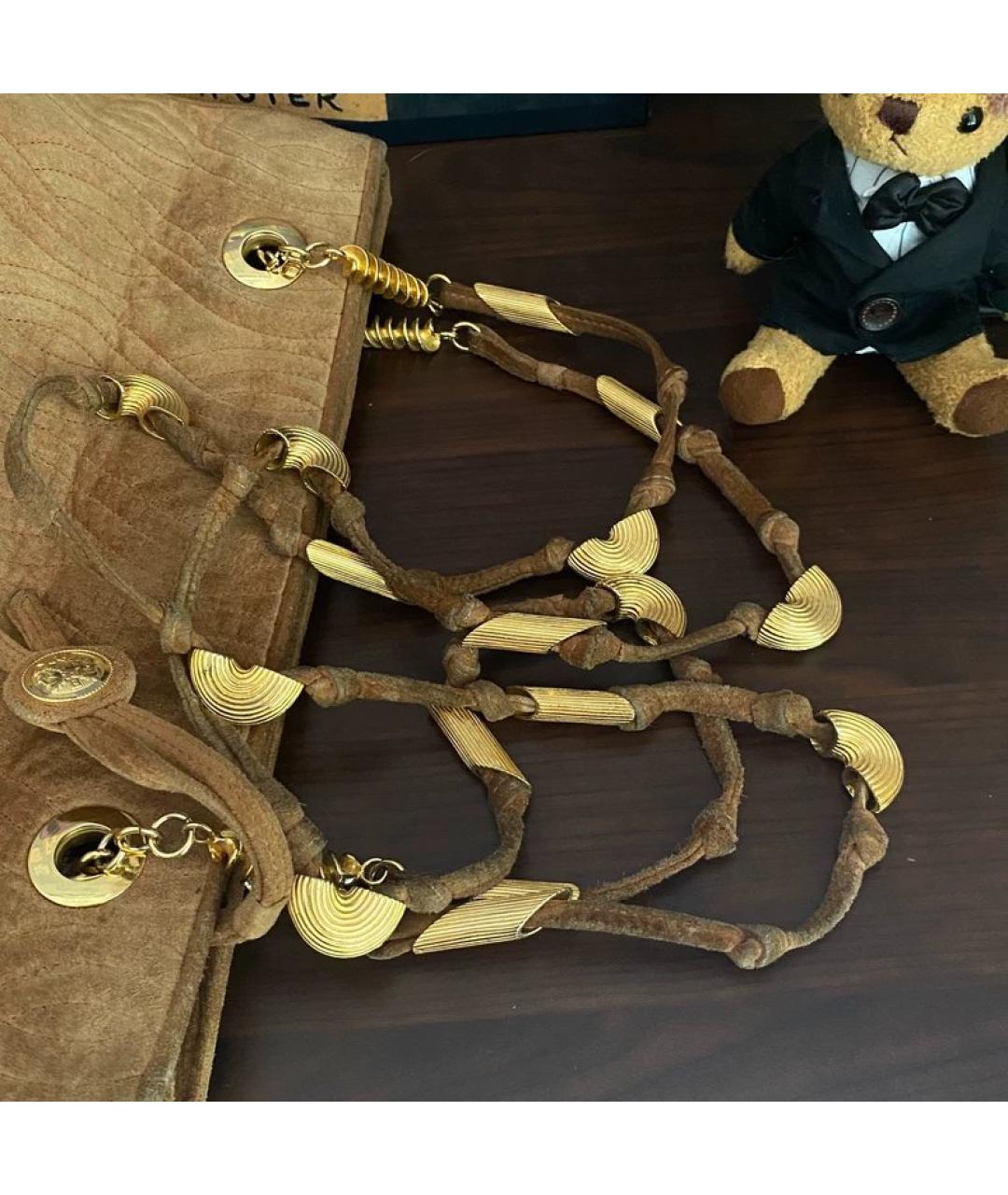 FENDI Бежевая замшевая сумка тоут, фото 3