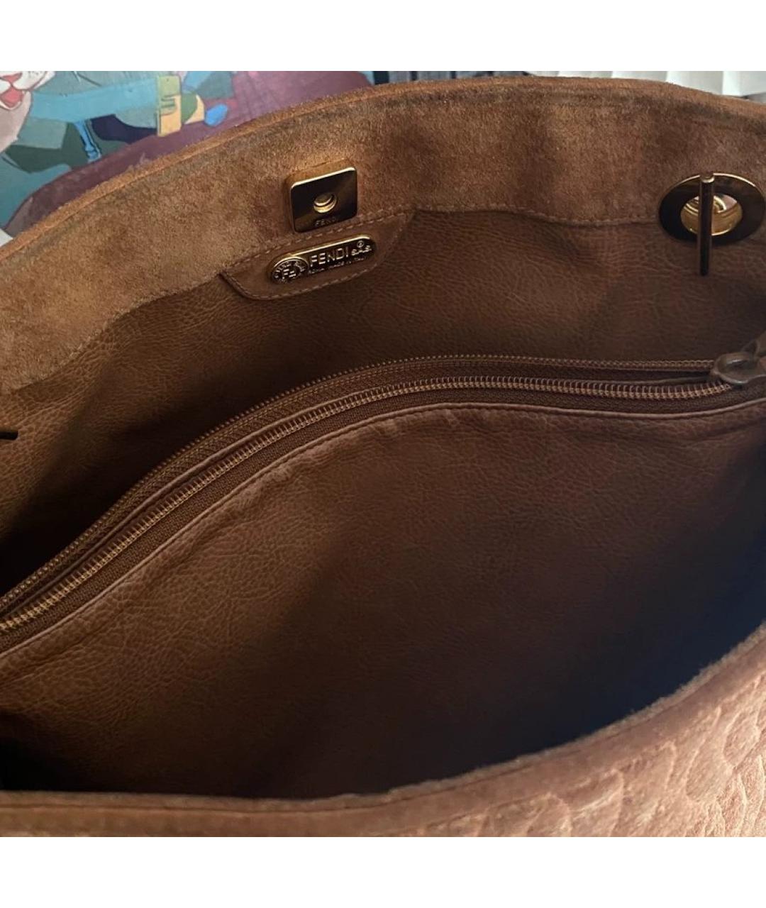 FENDI Бежевая замшевая сумка тоут, фото 4