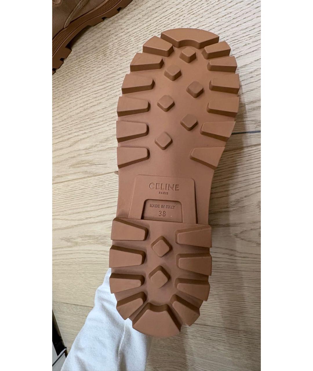 CELINE Коричневые текстильные ботинки, фото 4